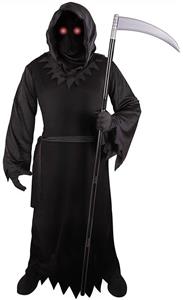 Grim Reaper Costume with Glowing Red Eyes for Adults 
