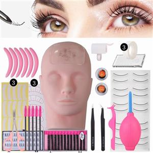 Professional Lashes Kit False Eyelash Extensions Practice Kit Set for Beginners Makeup Training and Eyelash Graft (No Contain Glue) 