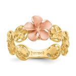 14k Yellow Rose Gold Plumeria Flower Band Ring Size 7.00 Flowers/leaf Fine Jewelry Gifts For Women For Her