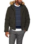 Tommy Hilfiger Men's Arctic Cloth Quilted Snorkel Bomber Jacket with Removable Faux Fur Trimmed Hood