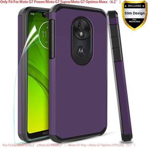 Dingoo for Motorala Moto G7 Power Case,Moto Supra Optimo Maxx Phone Case[Hybrid Dual Layer] Hard Armor Protective Slim Fit Cover,6.2'',Purple 