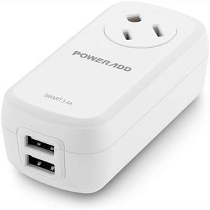 POWERADD Mini Travel Swivel Charger with Fast Charging USB Ports (3.4A) as Wall Charger UL Listed - White 