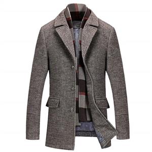 TAGGMY Jackets for Men Warm Winter Thicken Casual Wool Trench Coat Fashion Business Long Thicken Slim Big and Tall Overcoat 