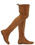 MVE Shoes Women's Forever Fashion Pull Up Round Toe Flat Heel Over Knee Boots Shoes