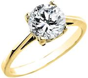 10k Yellow Gold Elegant 2.50 Carat Cubic Zirconia Solitaire Engagement Ring