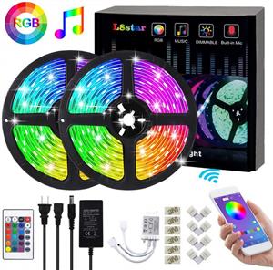 LED Strip Lights, L8star 32.8ft(10m) Sync to Music Color Changing Rope Lights 5050 RGB Light Strips Bluetooth Controller Apply for TV, Bedroom, Party and Home Decoration (32.8ft) 
