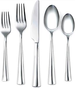 Corelle Coordinates Ruth Mirror 20-Piece Flatware Silverware Set, Stainless Steel, Service for 4, Includes Forks/Spoons/Knives 