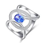 Psiroy 925 Sterling Silver Created Tanzanite Filled Knuckle Ring for Women