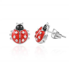 KINGSIN Hypoallergenic Miraculous Ladybug Earring Butterfly Meraculas Silver Diamond Earrings for Women Teen Little Girl Baby Kid