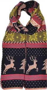 Hand By Hand Christmas Reindeer Snowflake Knit Scarf Reversible Colorful 