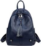 Heshe Women Leather Backpack Casual Daypack School Bag for Ladies and Girls (Navy Blue)