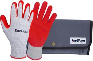 FuelPaw Grime and Oil Resistant HPPE Knit Automotive/Truck/ATV/RV Fueling/Work Gloves for Dirty, Filthy Fuel Gas Pumps and Grimy Diesel Fill Up Nozzles; with Canvas Storage Bag (Gray Pouch, Medium) 