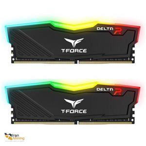 رم دسکتاپ DDR4 دو کاناله 3200 مگاهرتزCL15 تیم گروپ مدل T-Force Delta RGB ظرفیت 16 گیگابایت TEAMGROUP T-Force Delta RGB DDR4 32GB (2x16GB) 3000MHz (PC4-24000) CL16 Desktop Gaming Memory Module Ram TF3D432G3000HC16CDC01 - Black