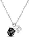 Ben Sherman Adjustable Men's Black Shield and B Charm Pendant Necklace on Rolo Chain in Stainless Steel, Silver