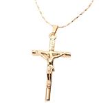 FC Rose Gold Plated Cross None Stone Jesus Christ Crucifix Cross Pendant Chain Necklace