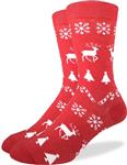 Good Luck Sock Men's Christmas Holiday Crew Socks - Red, Adult Shoe Size 7-12