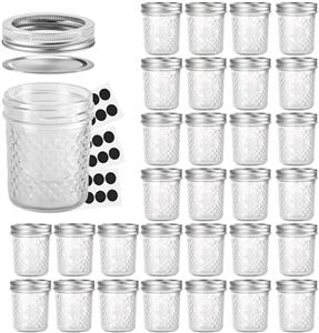 Mason Jars 6 Oz, Verones 30 Pack 6oz Mason jars Canning Jars Jelly Jars With Lids, Ideal for Jam, Honey, Wedding Favors, Shower Favors, Baby Foods