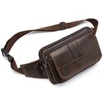 Men's Leather Fanny Pack Waist Bags Vintage Utility Belt Bag Crossbody Hip Purse (Coffee-2)