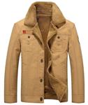 chouyatou Men's Casual Single Breasted Sherpa Lined Cotton Bomber Jacket