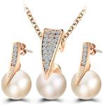 Ladiy Women Gift Jewelry Artifical Pearl Pendant Necklace and Earrings Set Jewelry Sets