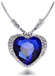 wiipujewelry Huge Titanic Heart of The Ocean Sapphire Blue CZ Crystal Necklace Pendant