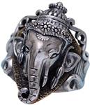 Vintage 925 Sterling Silver Hindu Elephant Lord Ganesh Ring Ganesha Jewelry for Men Women Size 7-11.5