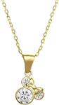 Disney Minnie Mouse Jewelry for Women and Girls, 14k Yellow Gold Cubic Zirconia Pendant Necklace, 18” Chain Mickey's 90th Birthday Anniversary