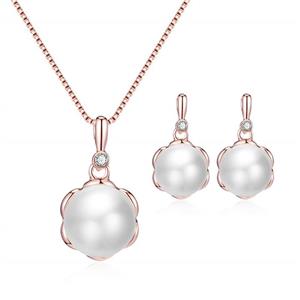 AceCraft Venetian Pearl Plum Blossom Necklace and Earring Fashion Women Jewelry Set Charm Gifts for/Friend/Girl/Bridesmaid/Mom