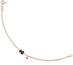 TOUS Motif Black Spinel and Ruby Bear Bracelet 