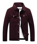 Chartou Men's Vintage Button-Front Slim Fit Corduroy Denim Jacket