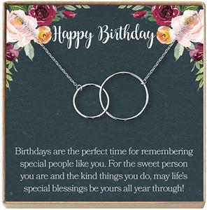 Dear Ava Birthday Gifts for Teen Girls: Birthday Present for Teenager, Necklace, Preteen, 2 Interlocking Circles 