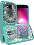 LG X Venture Case, Calibur CoverON [ClearGuard Series] Hard Clear Back Cover with Flexible TPU Bumpers Slim Fit Phone for Teal Mandala 