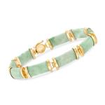 Ross-Simons Green Jade Bar Bracelet in 18kt Gold Over Sterling