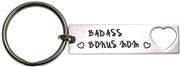 LParkin Bonus Mom Keychain Gifts from Daughter Son Step Mom Keychain Badass Bonus Mom Step Mother Key Ring Wedding Gift from The Bride Groom