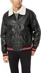 Tommy Hilfiger Men's Sherpa Collar Faux Leather Aviator Bomber Jacket