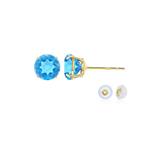 Solid 14K Yellow, White or Rose Gold 4mm Round Genuine Gemstone Birthstone Stud Earrings | Solid Gold | Prong Set | Natural Gemstones | Gold Earrings For Women