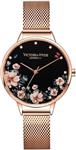 VICTORIA HYDE Women Floral Watch Flower Face Genuine Leather Strap Watches for Laides