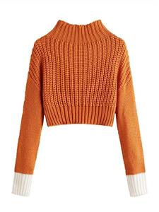SweatyRocks Women's Drop Shoulder Mock Neck Pullover Sweater Long Sleeve Basic Crop Sweaters 