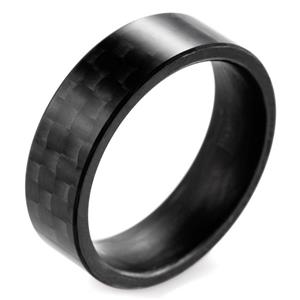SHARDON Men's 8mm Flat Pure Carbon Fiber Ring 