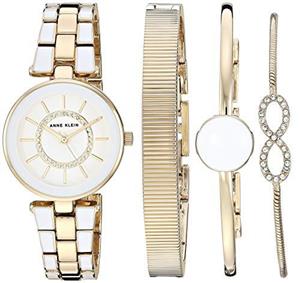 Anne Klein Women's Swarovski Crystal Accented Watch and Bracelet Set 