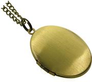 Ms.Iconic Simple Oval Photo Locket Pendant Charm Necklace 27''