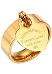 Designer Inspired Gold Titanium Steel Forever Love Heart Tag Ring