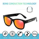 Bluetooth Headphones Wireless Stealth Headphones Glasses Sunglasses Bone Conduction Waterproof Intelligent Songs Artifact 6 Color Microphone Phone (Orange Lens)