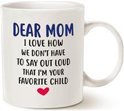 MAUAG Mothers Day Gifts Funny Christmas Gifts Coffee Mug for Mom, Dear Mom, I'm Your Favorite Child Coffee Mug, Best Birthday Gift for Mom Mother Cup, White 11 Oz