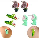 IYSHOUGONG 3 Pair 3D Clay Earrings Handmade Biting Your Ear Animal Polymer Clay Stud Earrings for Women(Dinosaur,Chomper,Alligator)