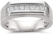 La4ve Diamonds 14k White Gold Princess-Cut Diamond Men's Milgrain Vintage Wedding Band Ring (1/2 cttw, I-J, SI2-I1)
