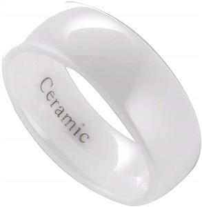 MJ Metals Jewelry Custom Engraved White Ceramic Wedding Ring Classic High Polished Band 3, 4, 6, 8, 10mm 