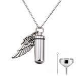 Cat Eye Jewels Memorial Urn Necklace Stainless Steel Cylinder Cross Heart Angel Wing Cremation Jewelry