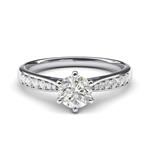 14k white gold 1.0 CT Classic 6-Prong Simulated Diamond Engagement Ring Graduated Side Stones Promise Bridal 