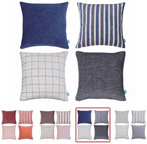 Home Plus Plaid Polyester Linen Decorative Pillow Covers Striped Throw Pillows Covers Gray Navy Blue Couch Pillowcase Cushion Cover 18x18 Throw Pillow